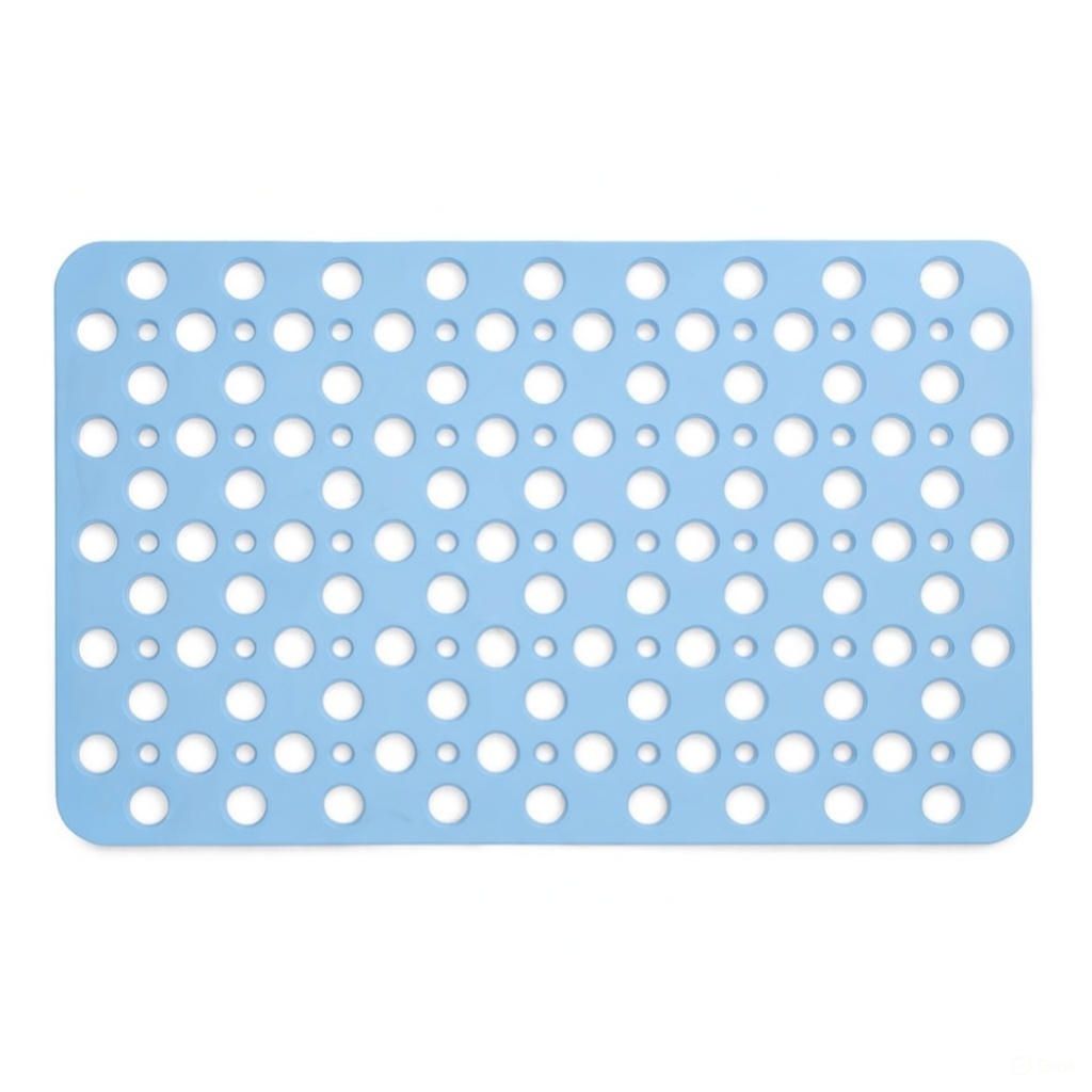 Cart In Mart Non-Slip Bathtub Shower Mat Suction Cups Bathroom Safety Mat w Drain Holes - Blue