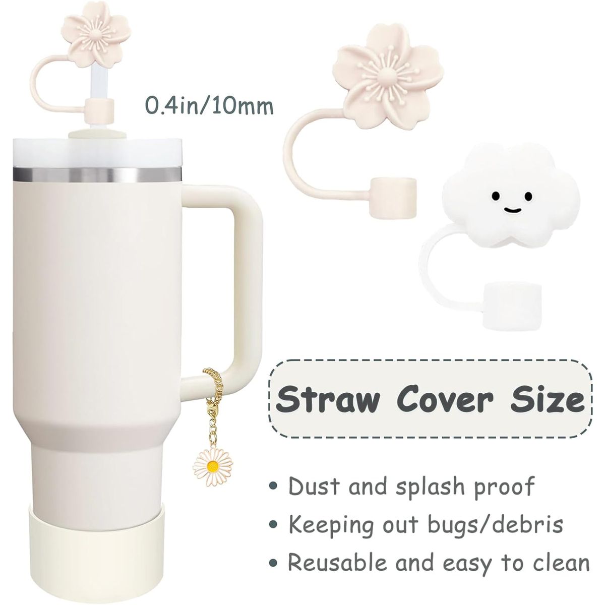 Cart In Mart Tumbler Accessories Set Straw Covers Spill Stopper Handle Charm & Boot