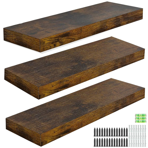 Cart In Mart Wall Mounted Bathroom Floating Display Shelf Invisible Brackets-3 Shelves