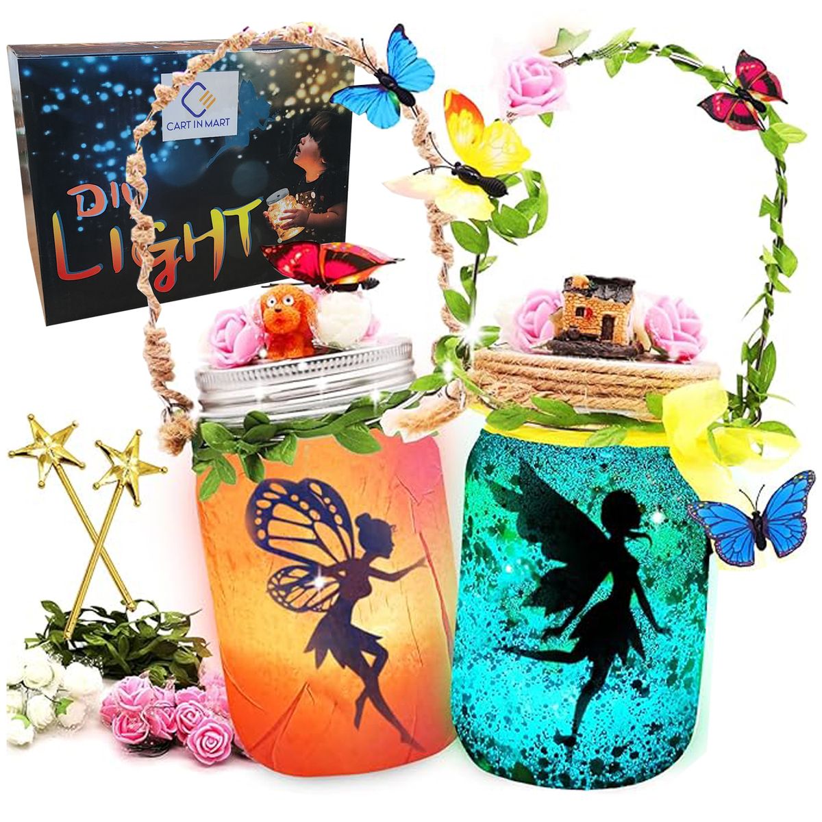 Cart In Mart Fairy Toys Lantern Glitter Decorative Night Light for Kids DIY Kit Art Set