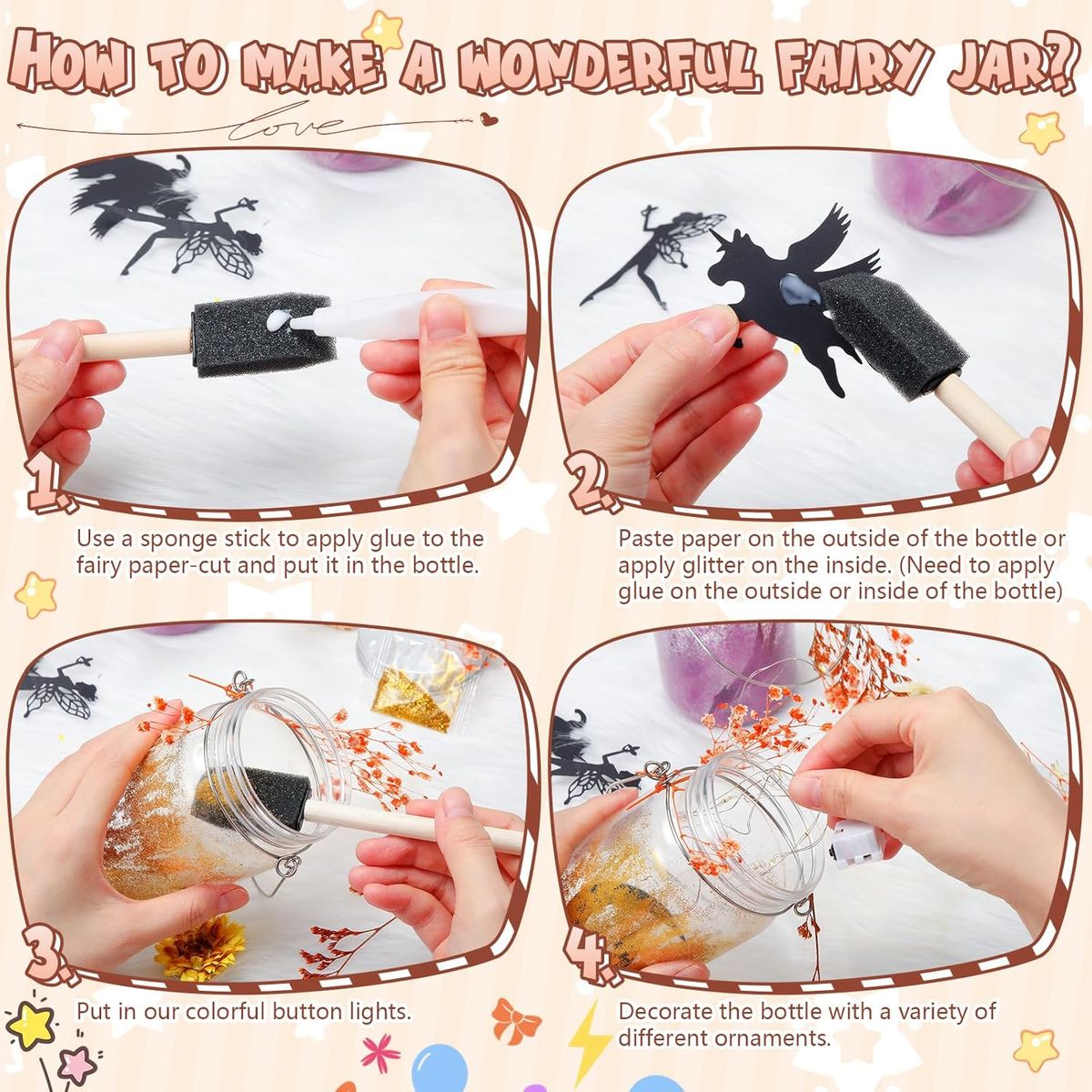 Cart In Mart Fairy Toys Lantern Glitter Decorative Night Light for Kids DIY Kit Art Set