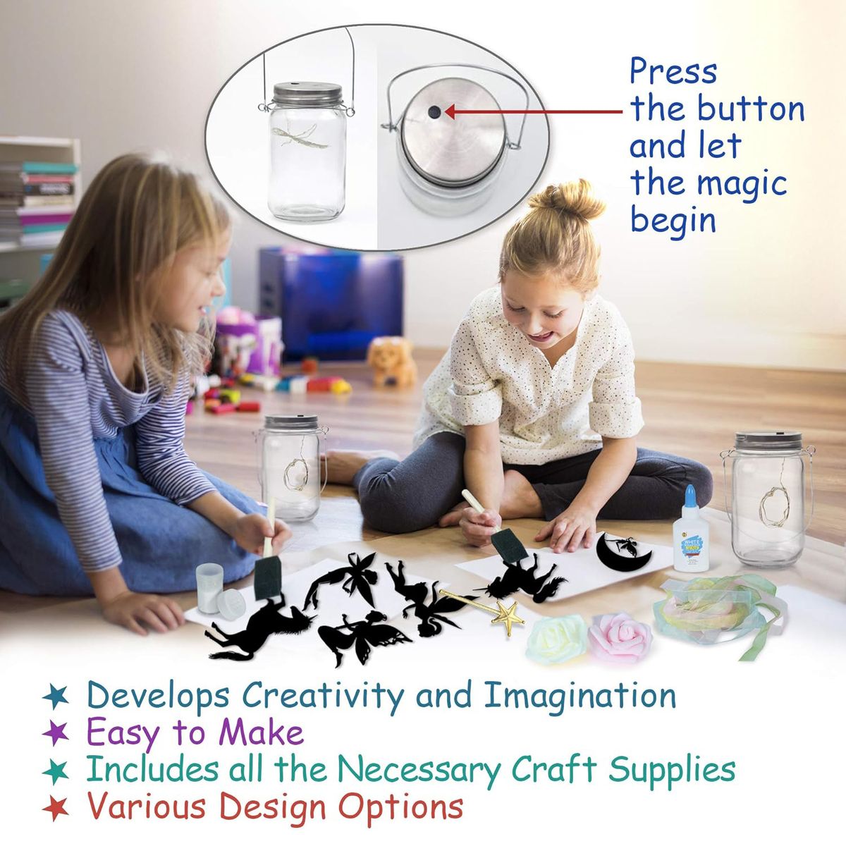 Cart In Mart Fairy Toys Lantern Glitter Decorative Night Light for Kids DIY Kit Art Set
