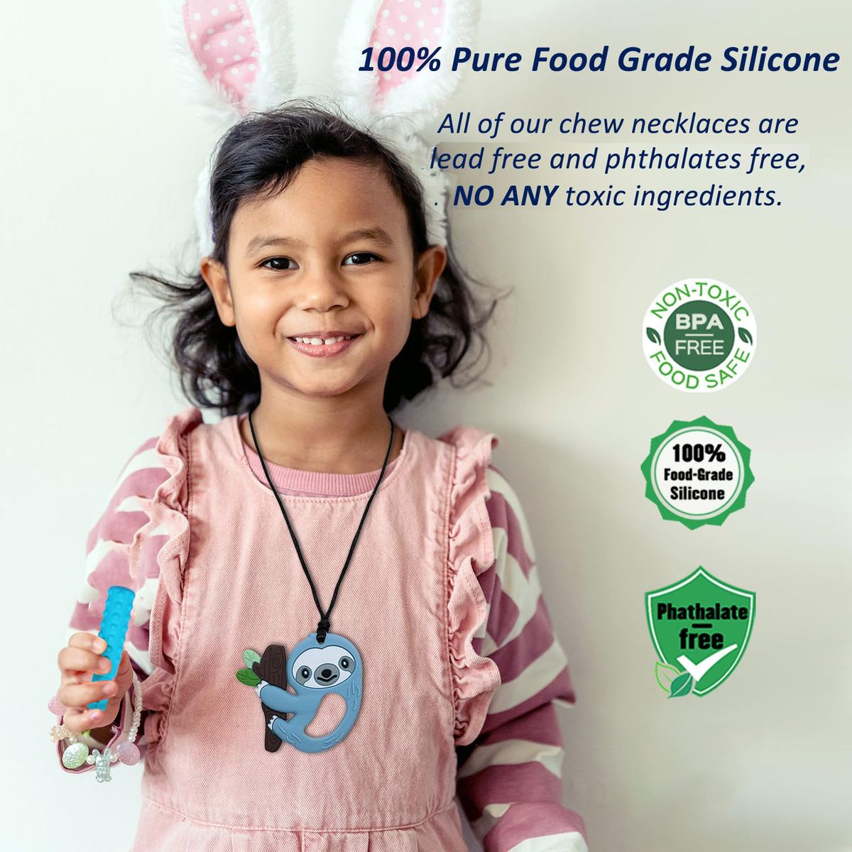 Cart In Mart 6 Piece Chewable Sensory Silicone Necklaces For Kids-Fidget Teething Toys