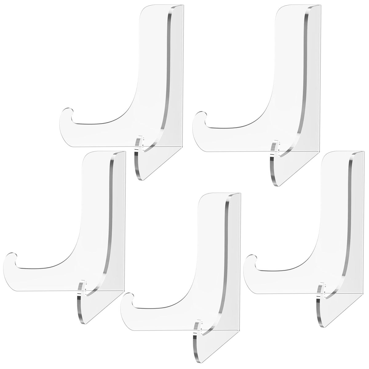 Cart In Mart 5 Pack Clear Acrylic Display Easel Stand Decorative Plate Photo Holder - S