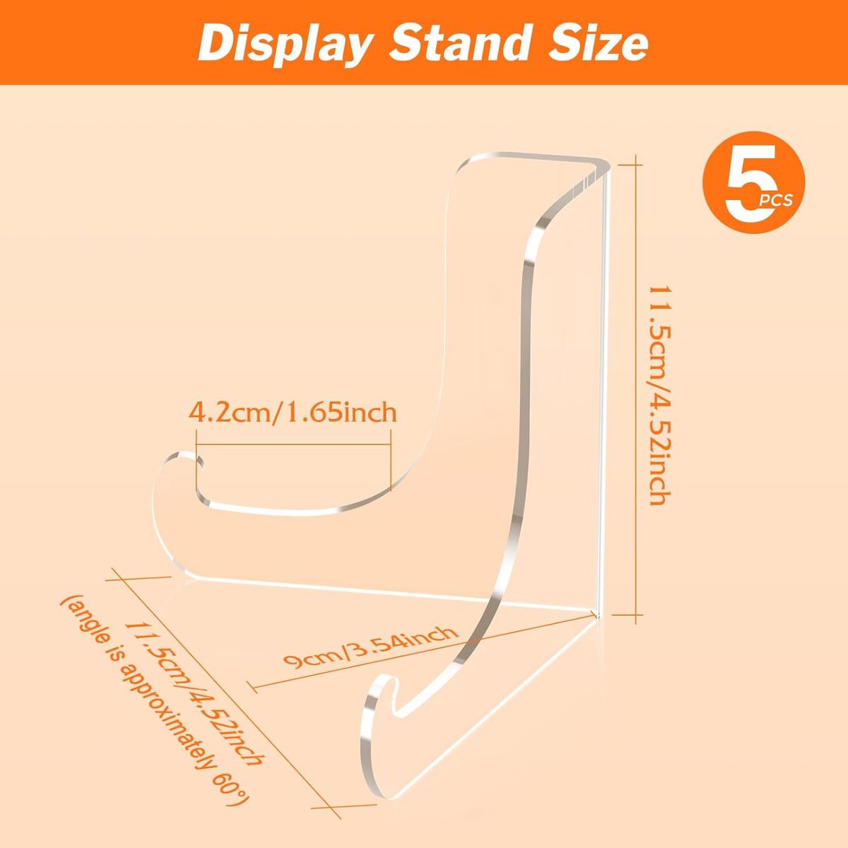 Cart In Mart 5 Pack Clear Acrylic Display Easel Stand Decorative Plate Photo Holder - S