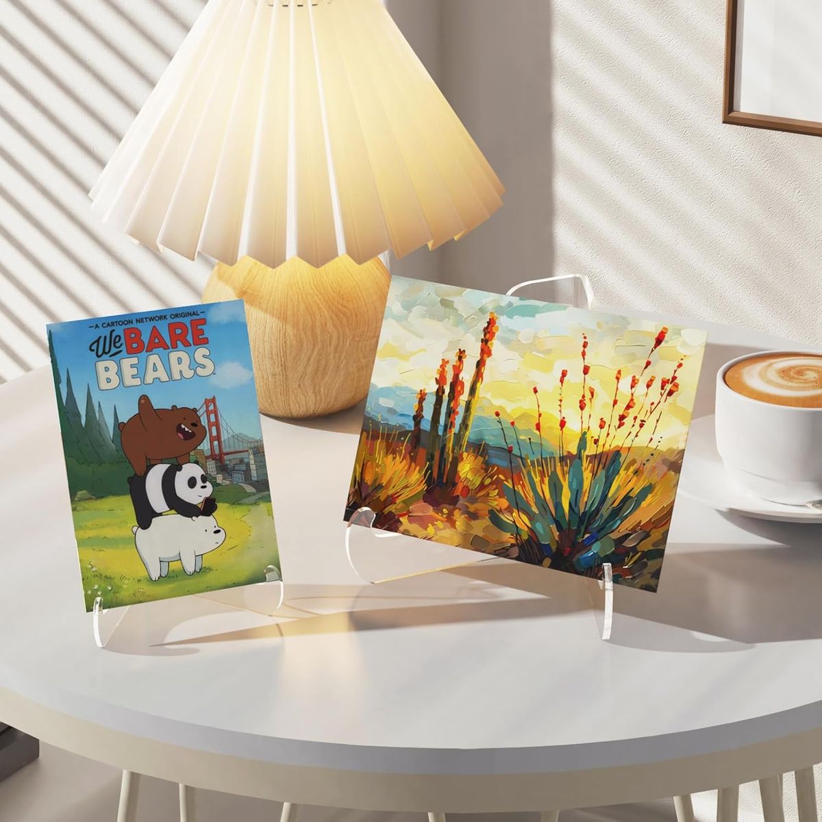 Cart In Mart 5 Pack Clear Acrylic Display Easel Stand Decorative Plate Photo Holder - S