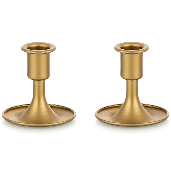 Cart In Mart 2 Pack Candle Holder Taper Candlestick Stand Centerpiece Table Decoration - Gold