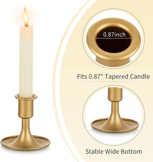 Cart In Mart 2 Pack Candle Holder Taper Candlestick Stand Centerpiece Table Decoration - Gold