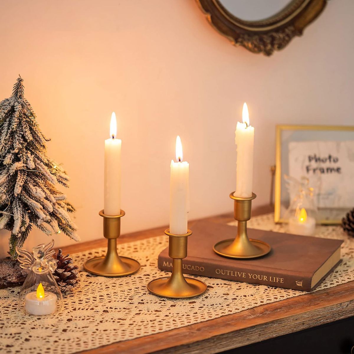 Cart In Mart 2 Pack Candle Holder Taper Candlestick Stand Centerpiece Table Decoration - Gold