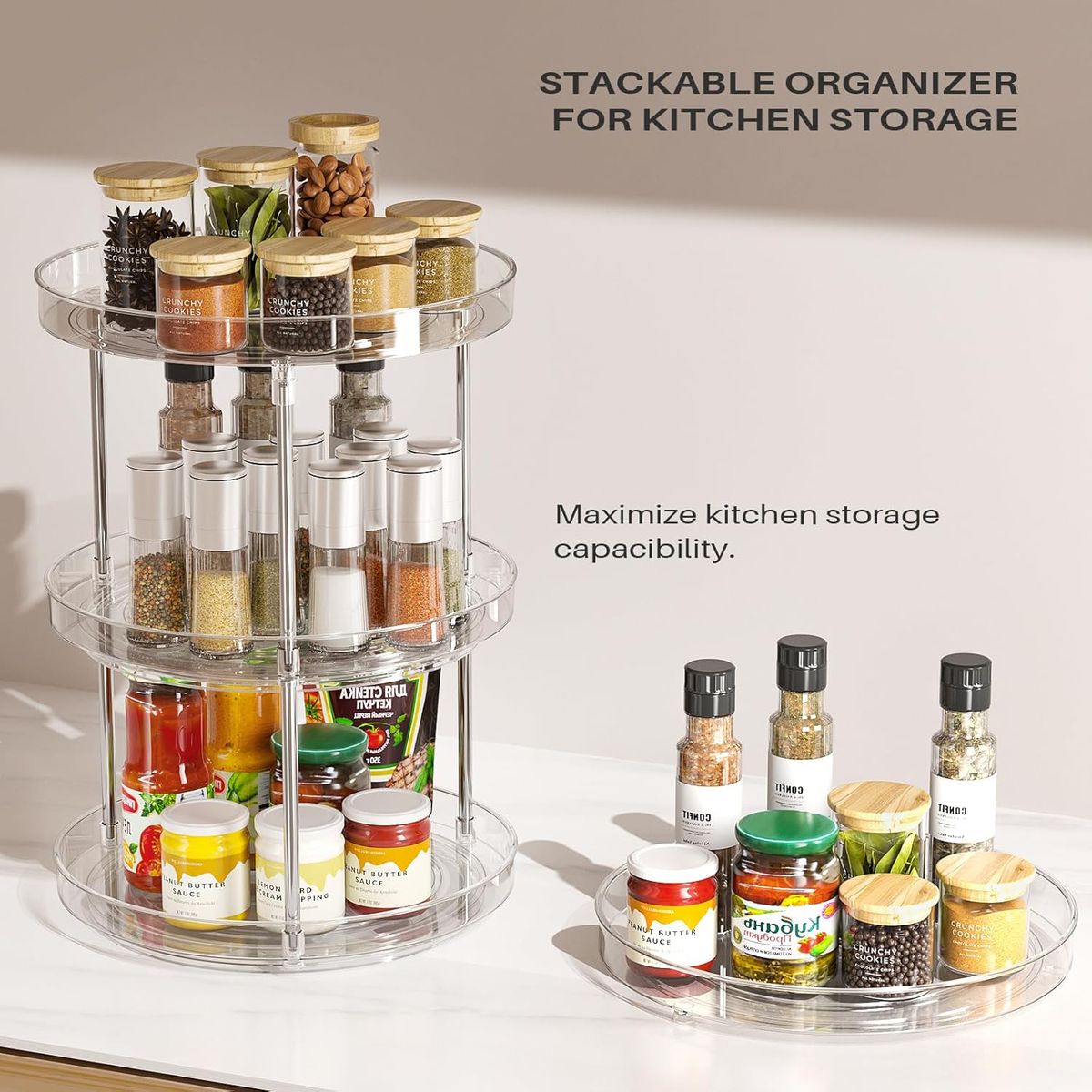 Cart In Mart 2 Tier Lazy Susan Turntable Pantry Organiser Spice Spinner Rotating Stand