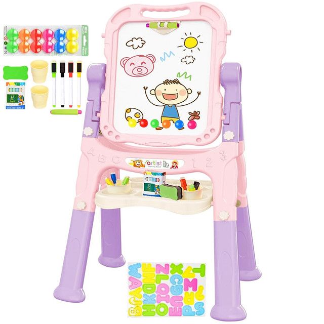 Cart In Mart Adjustable Magnetic Double Sided Art Drawing Board Easel for Toddler Kids