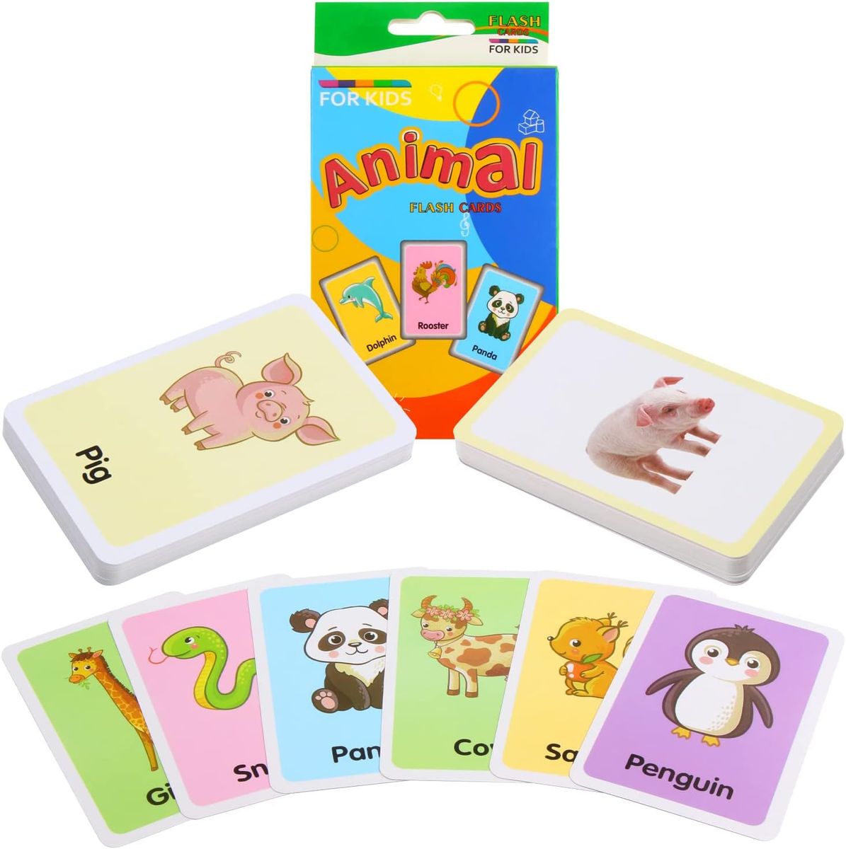 Cart In Mart 36 Pieces Preschool Fun Learning Educational Flash Cards for Kids - Animals