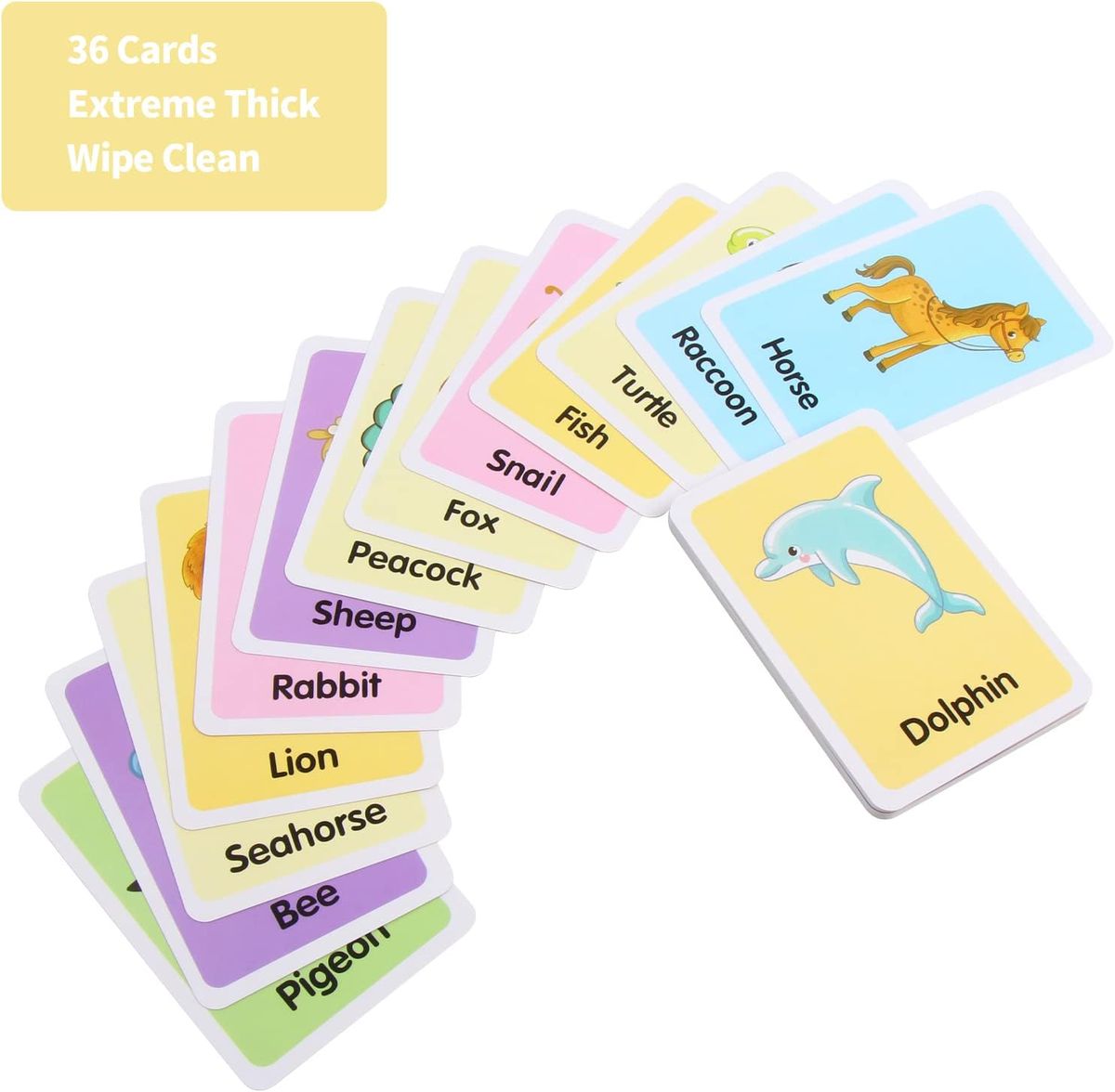 Cart In Mart 36 Pieces Preschool Fun Learning Educational Flash Cards for Kids - Animals