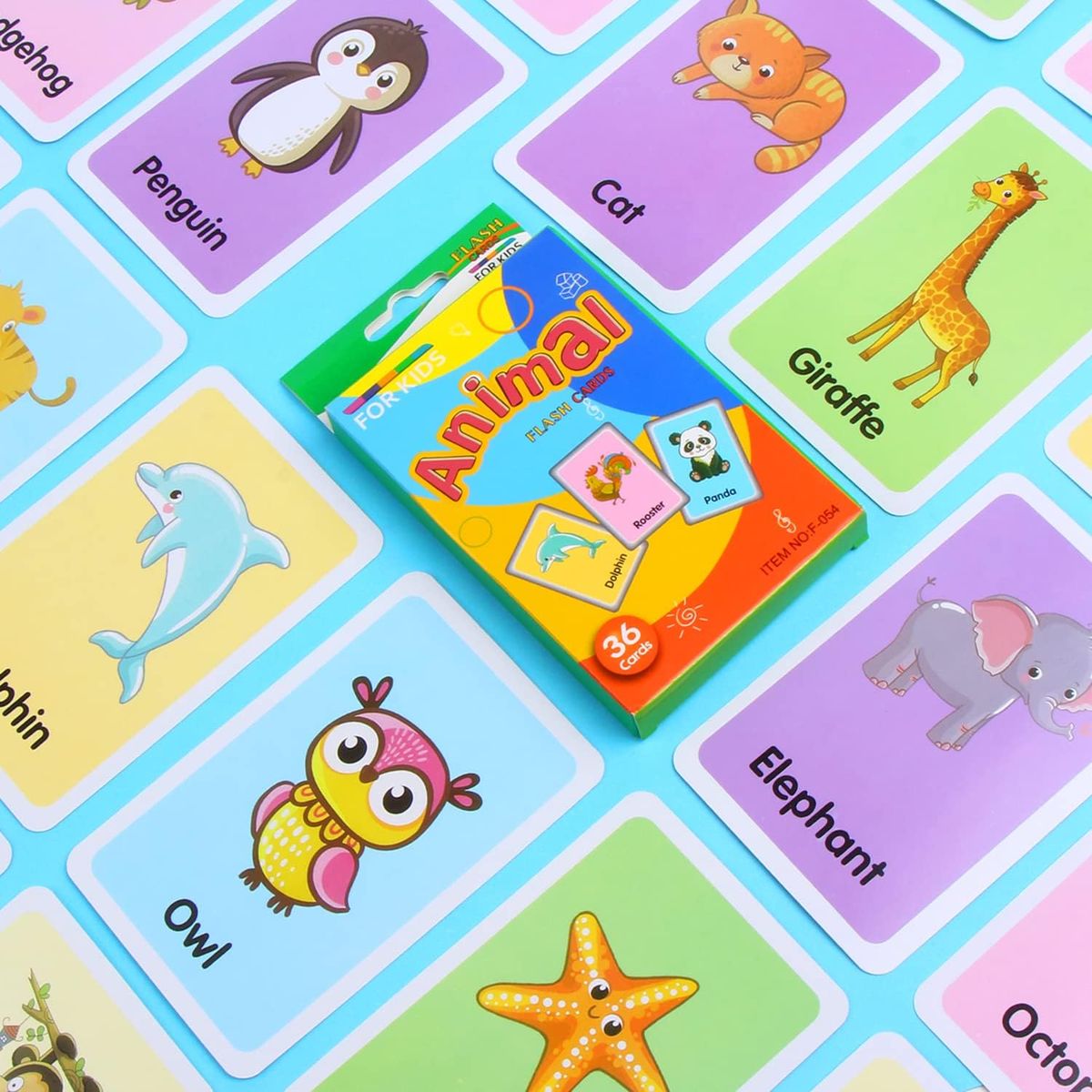 Cart In Mart 36 Pieces Preschool Fun Learning Educational Flash Cards for Kids - Animals