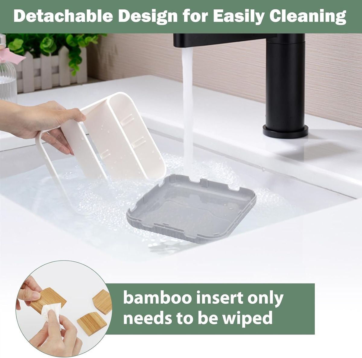 Cart In Mart Bathroom Toothbrush Holder for Vanity Countertop Organizer Bamboo 6 Slots