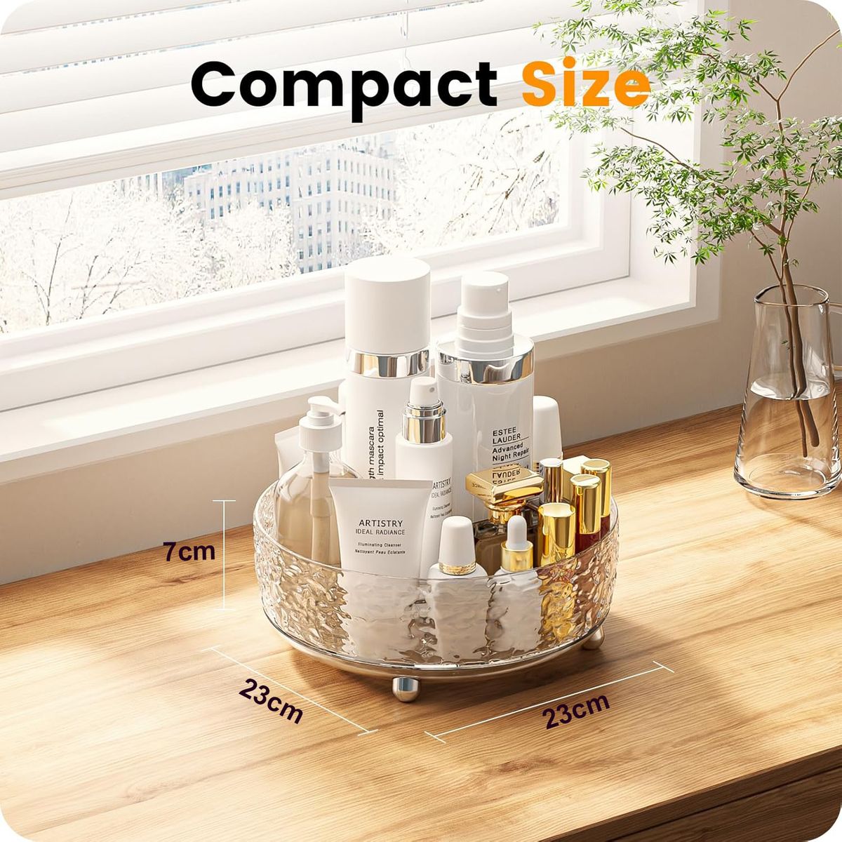 Cart In Mart 360 Rotating Makeup Organizer Lazy Susan for Vanity Turntable Clear 23cm
