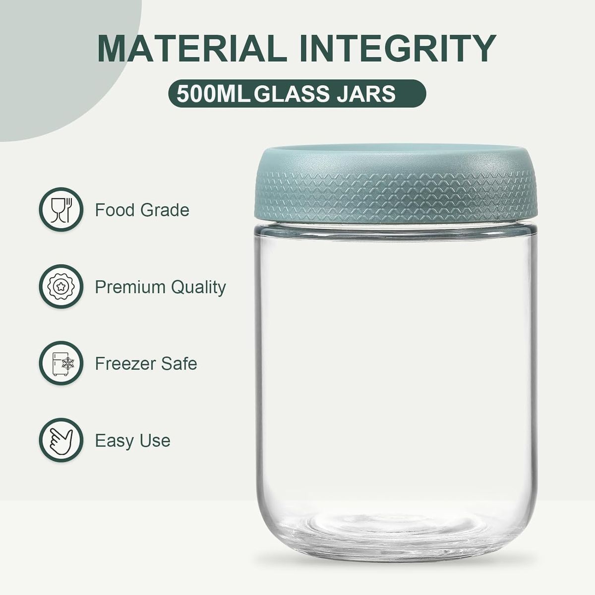 Cart In Mart 3-pack Overnight Oats Glass Jars Mason Containers With Airtight Lids-475ml
