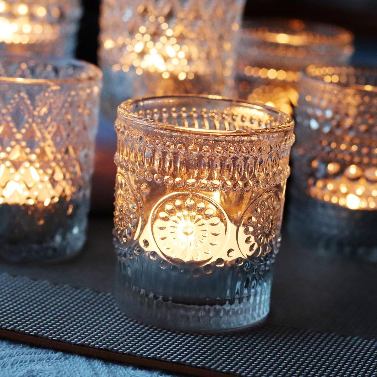Cart In Mart 30 Pack Vintage Glass Tealight Votive Candle Holders For Table Centerpieces - Clear