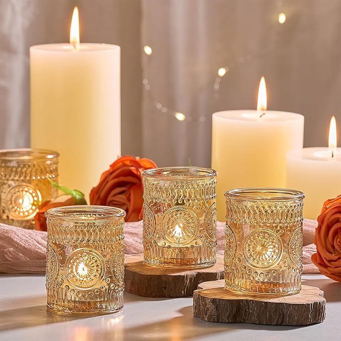 Cart In Mart 30 Pack Vintage Glass Tealight Votive Candle Holders For Table Centerpieces - Gold