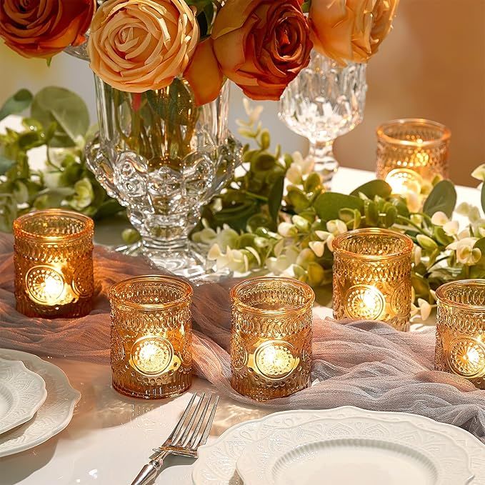 Cart In Mart 30 Pack Vintage Glass Tealight Votive Candle Holders For Table Centerpieces - Gold