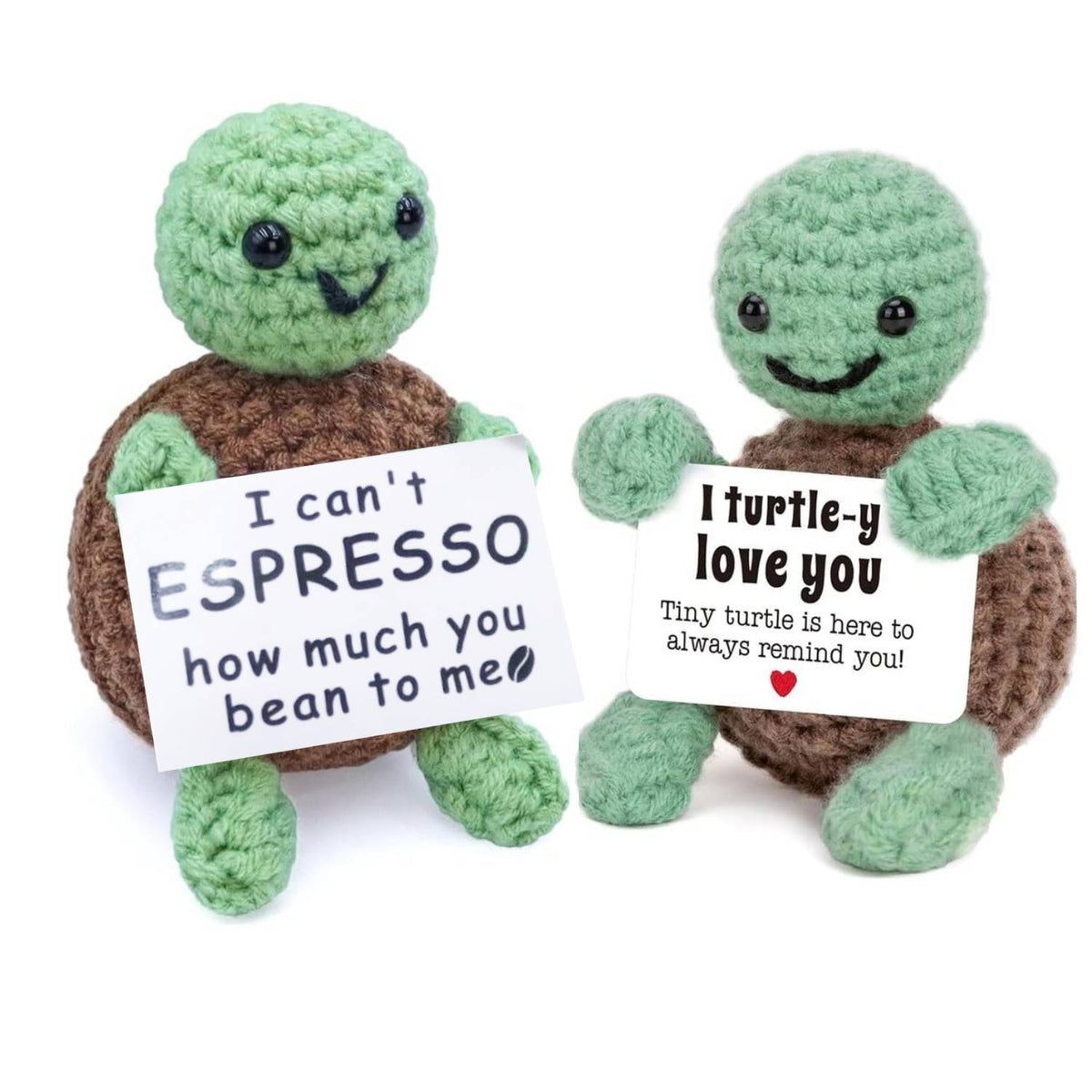 Cart In Mart 2 Pack Mini Funny Positive Turtle Cheer Up Gift Toy Knitted Crochet Decor