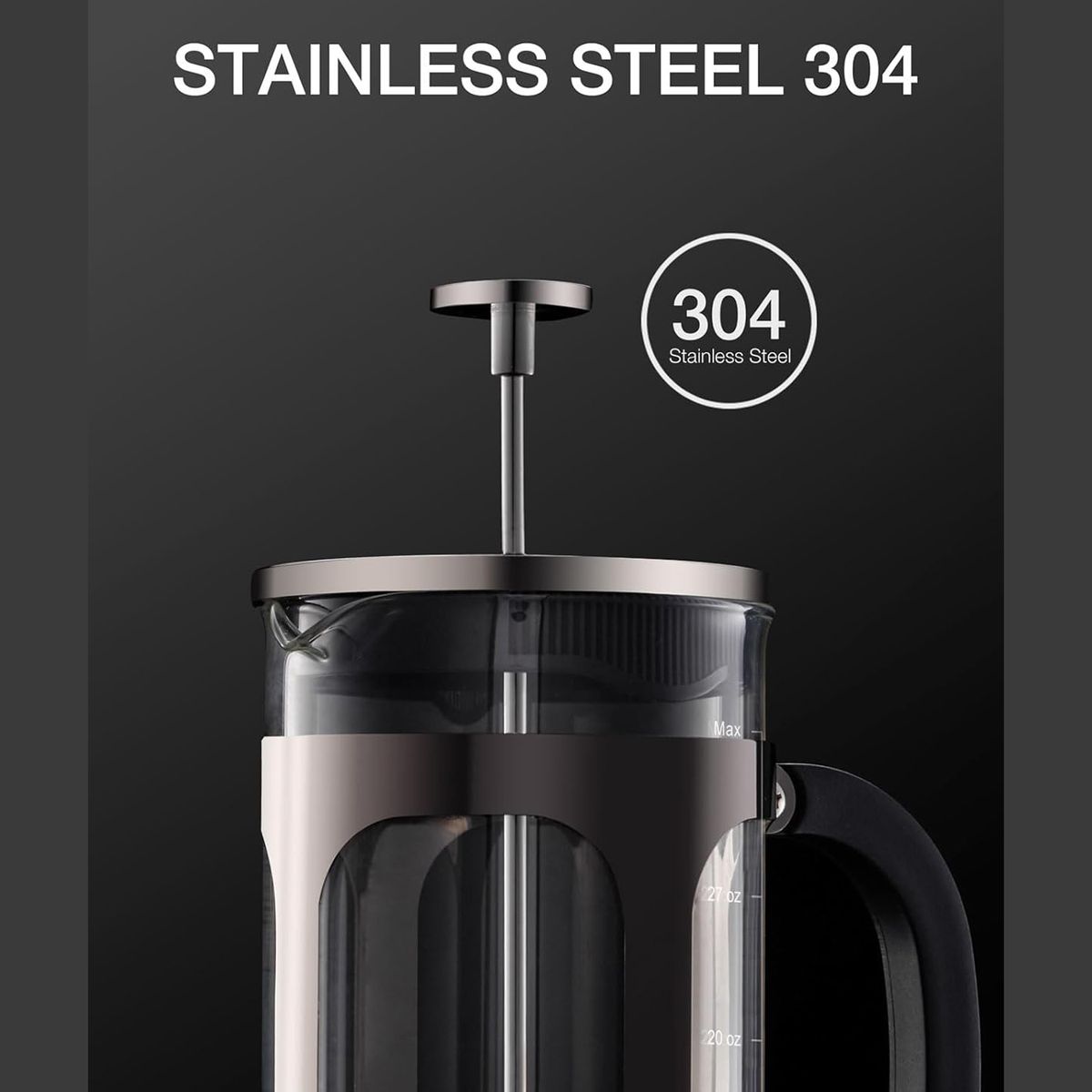 Cart In Mart French Press Coffee Maker-1 Litre-Borosilicate Glass Stainless Steel Brewer