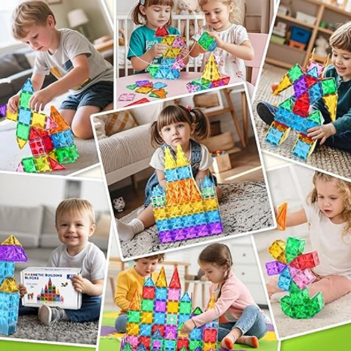 110 Piece Rainbow Magnetic Building Tiles
