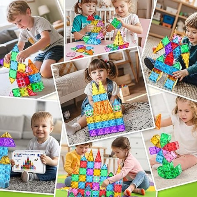 110 Piece Rainbow Magnetic Building Tiles