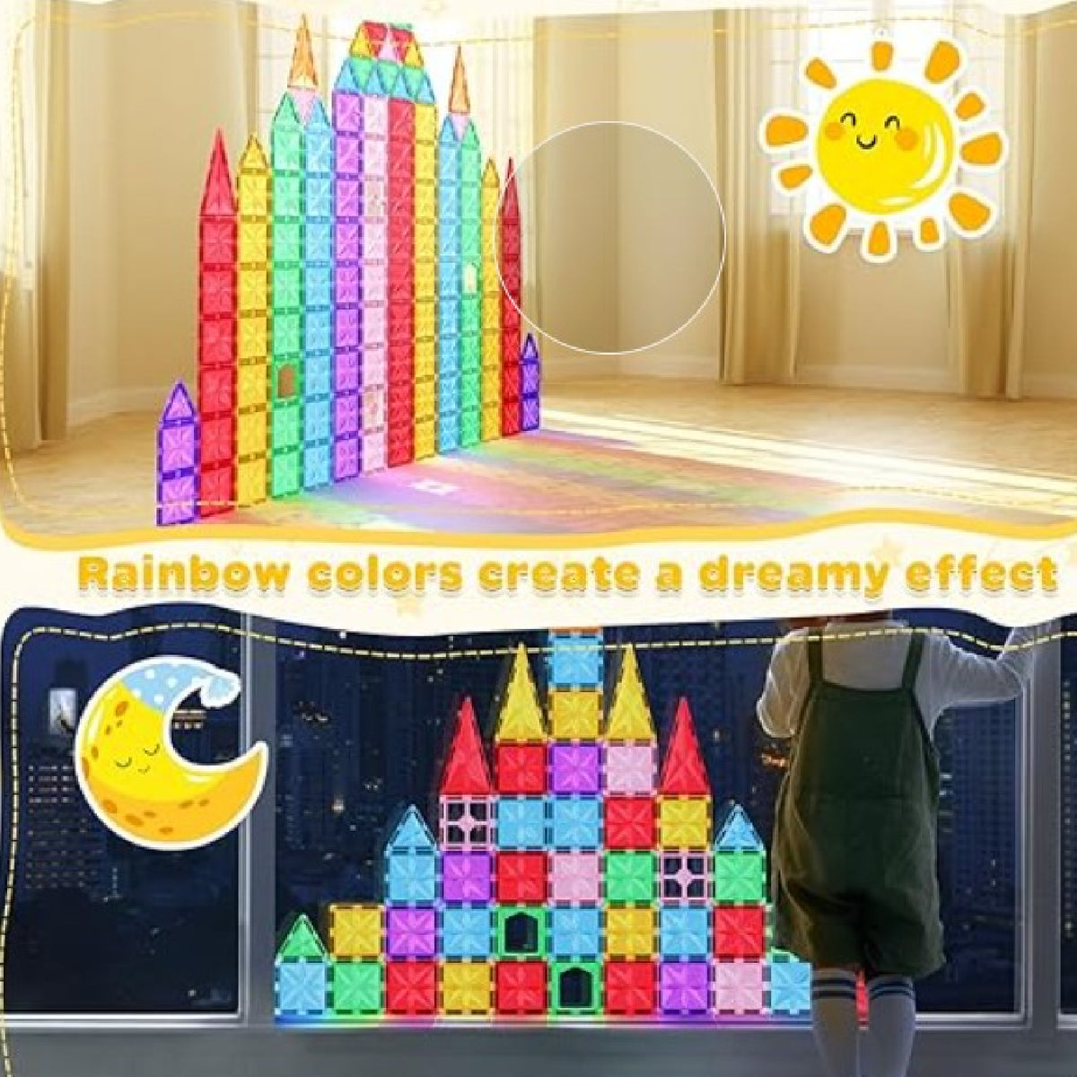 110 Piece Rainbow Magnetic Building Tiles