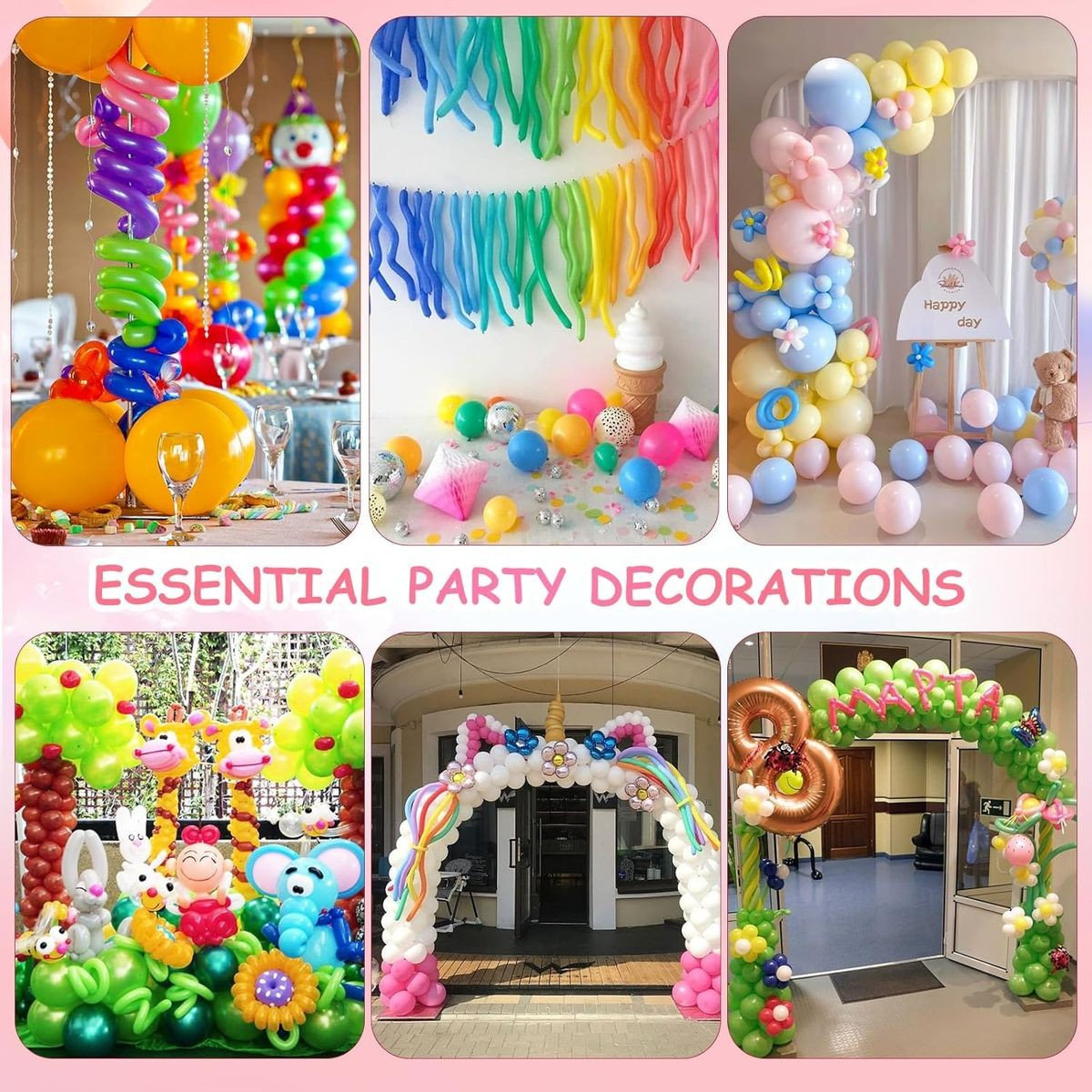 Cart In Mart 100 Pack 260Q Long Colored Balloons For Animal Arch Twisting Magic