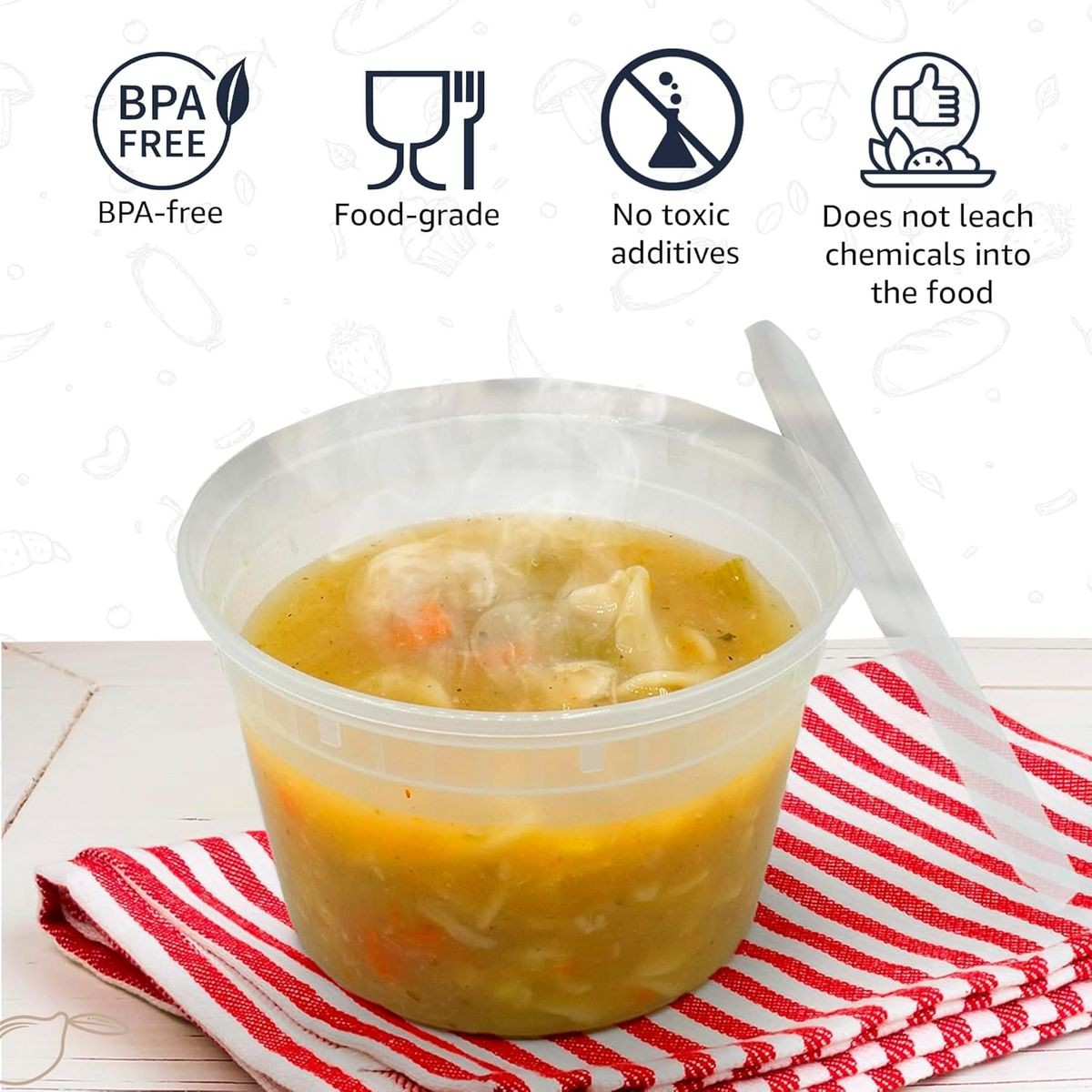 Cart In Mart 50-Pack Deli Food Storage Containers With Lids For Soup,Meal Prep-475ml