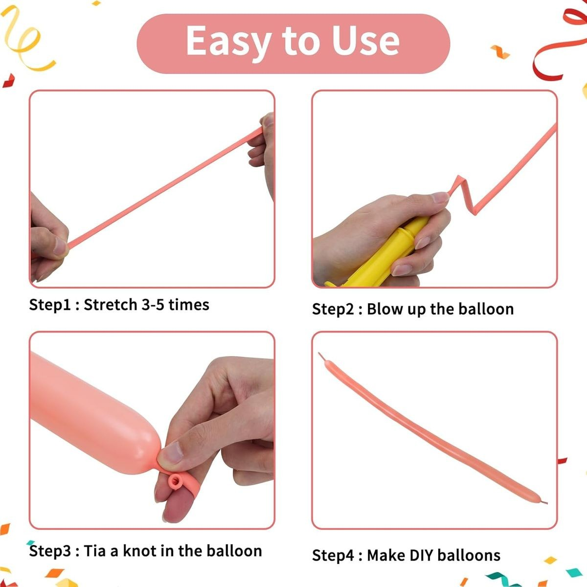 Cart In Mart 100 Pack 260Q Long Colored Balloons For Animal Arch Twisting Magic