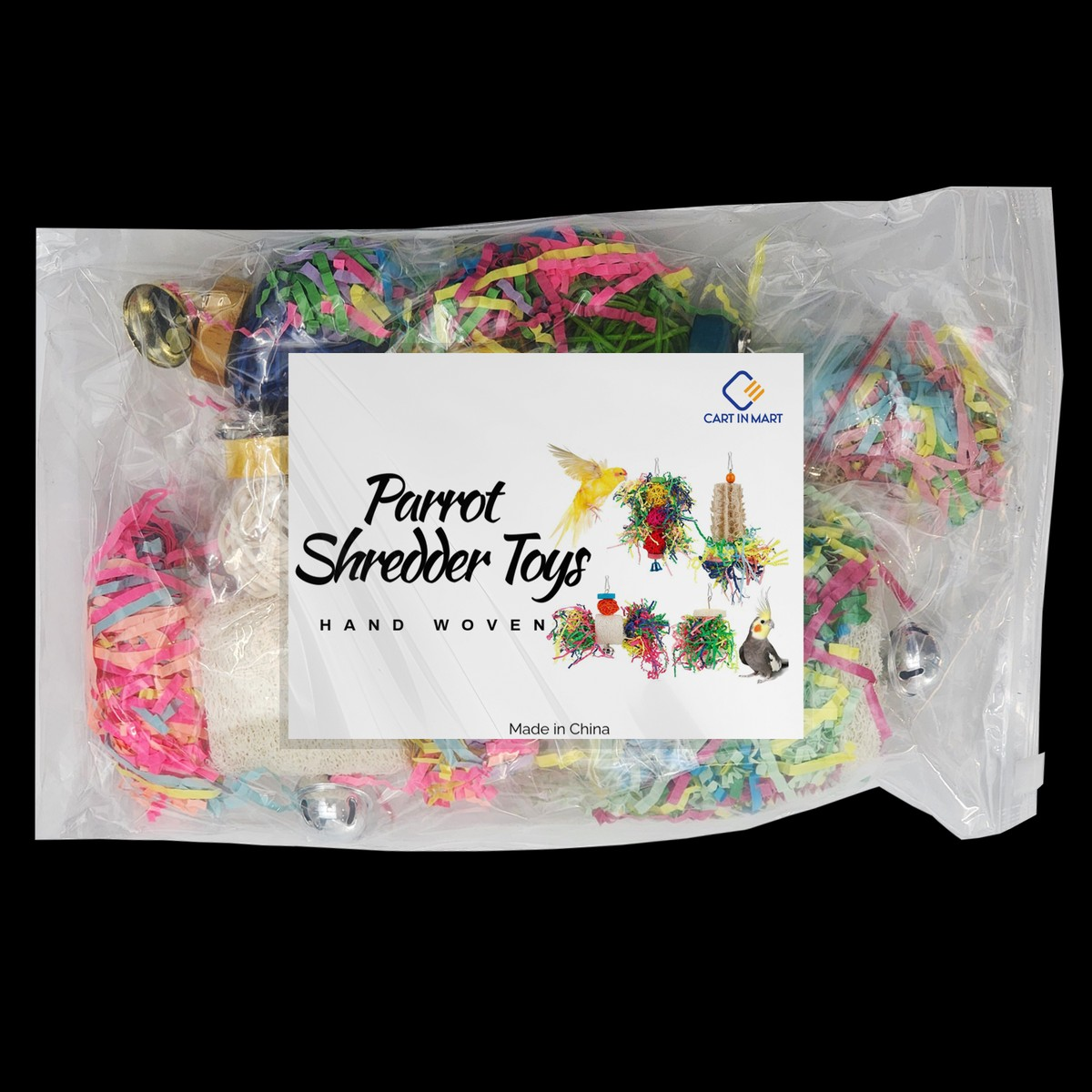Cart In Mart 4 Pack Bird Toys Parakeet Shredding Chewing Hanging For Conure Parrot Cage
