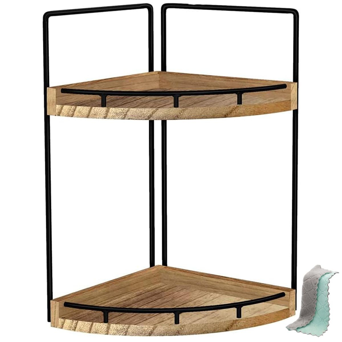 Cart In Mart 2-Tier Vanity Bathroom Counter Corner Shelf Organiser Kitchen Storage-Wood