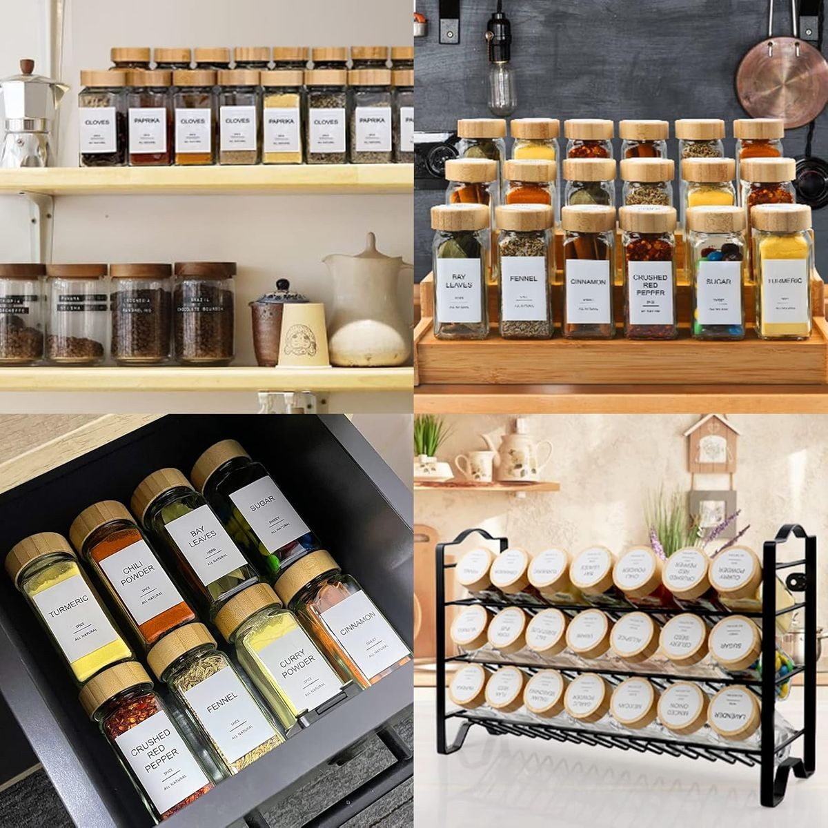 Cart In Mart 24 Pack Spice Jars Containers With Bamboo Lid Spoon Labels Brush Pen Funnel