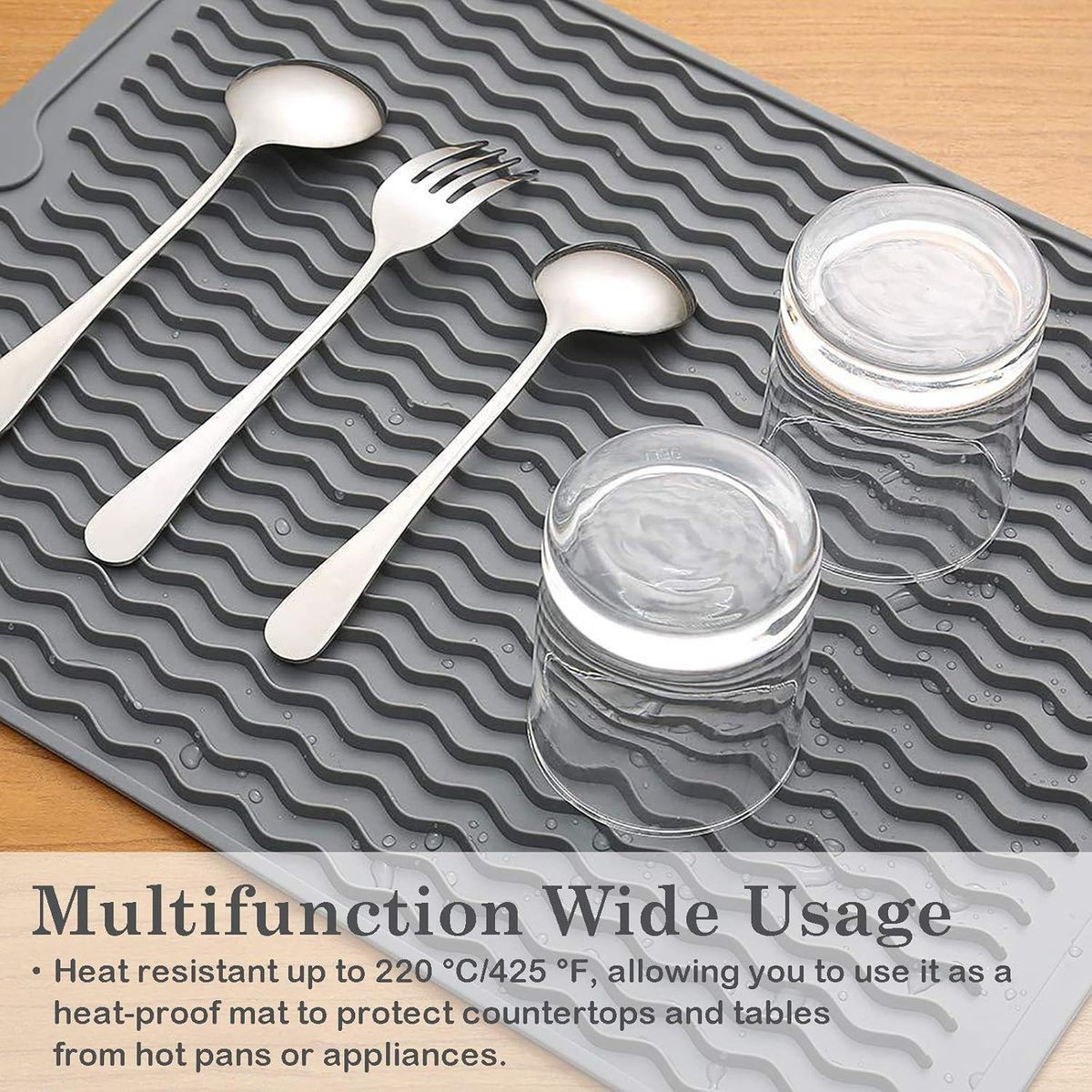 Cart In Mart 2 Pack Silicone Dish Drying Mat- Heat Resistant Multipurpose Liner-30x40cm