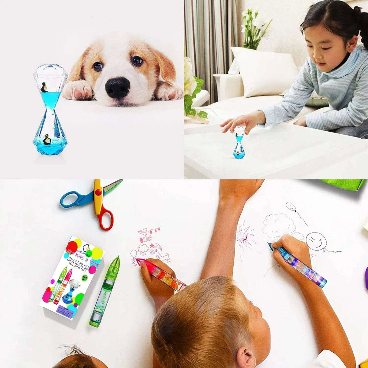 Cart In Mart Activity Toys 3 Pack Liquid Motion Bubbler Timer Pens
