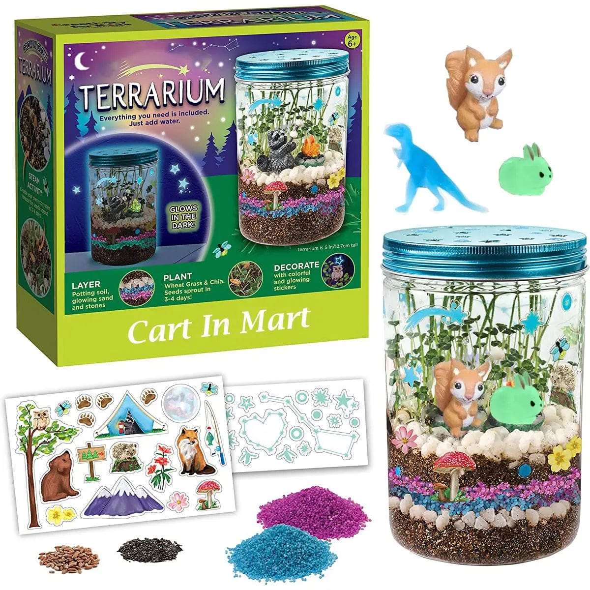 Cart In Mart Activity Toys Glow In Dark Terrarium Kit For Kids - Educational Gift