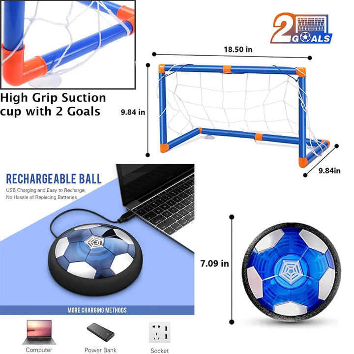 Cart In Mart Activity Toys LED Hover Soccer Ball with 2 Goals USB Rechargeable