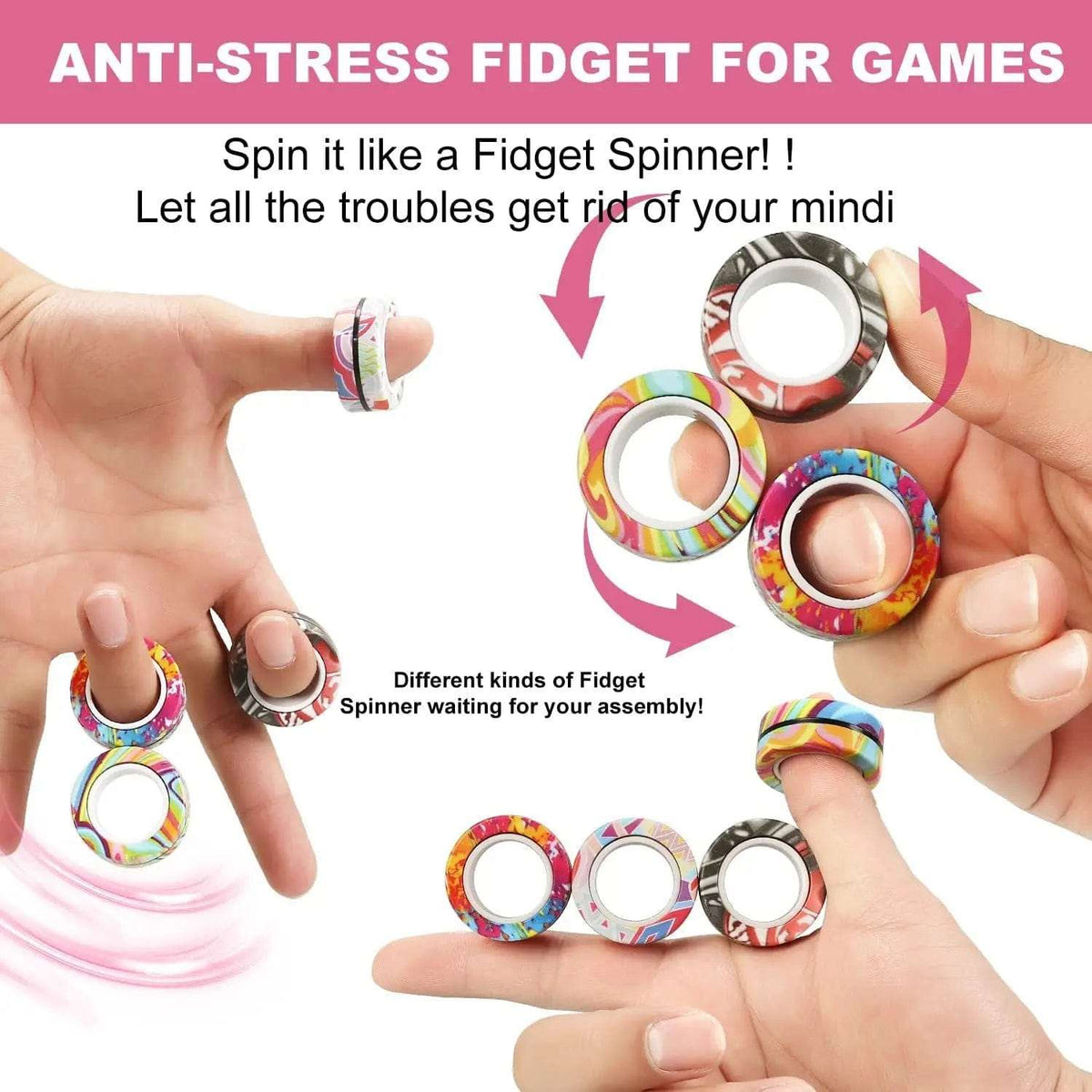 Cart In Mart Activity Toys Magnetic Fidget Pen Set With Magnet Rings