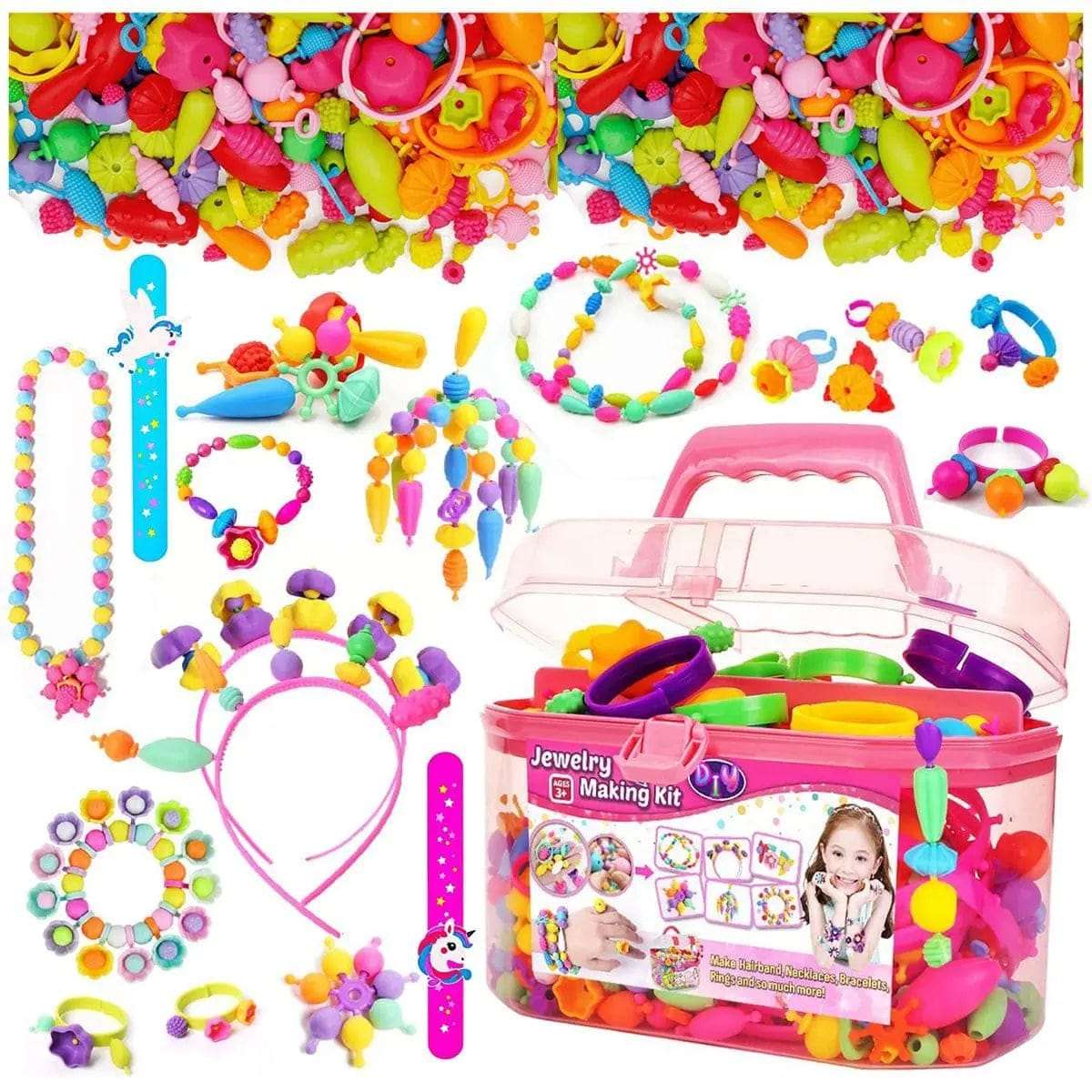 622 Pcs Snap Pop Beads Jewellery Making Kit With Bracelets, - Cart In Mart