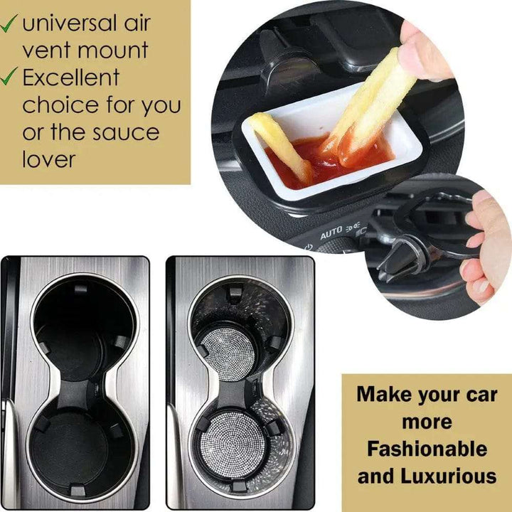 Cart In Mart Auto Accessories 4-Pcs Car Bling Cup Coaster & Ketchup Holder