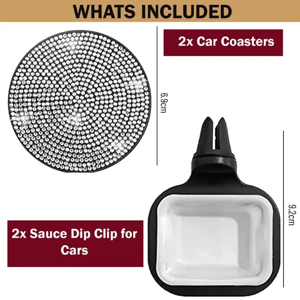 Cart In Mart Auto Accessories 4-Pcs Car Bling Cup Coaster & Ketchup Holder