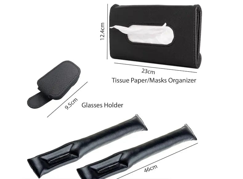 Cart In Mart Auto Accessories 4 Piece Car Visor Tissue Holder & Seat Gap Filler