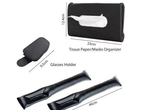 Cart In Mart Auto Accessories 4 Piece Car Visor Tissue Holder & Seat Gap Filler