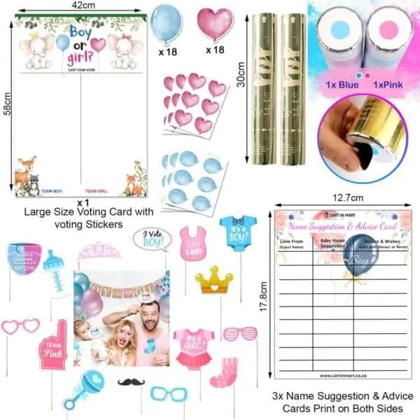 Cart In Mart Baby Gender Reveal Kit Baby Shower Gender Reveal Party Decorations