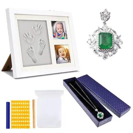 Cart In Mart Baby Gift Set Baby Handprint Footprint Kit & Mom Jewelry