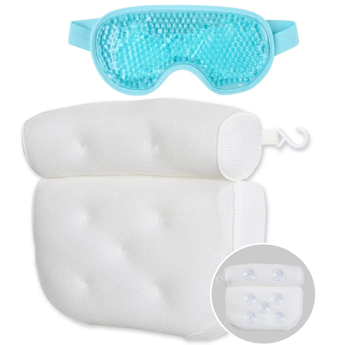 Cart In Mart BathTub Pillow 4D Mesh Bath Pillow Head Rest With Gel Eye Mask