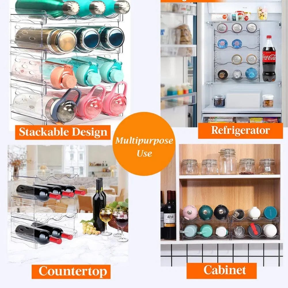 Cart In Mart Bottle Organizer 2 Pack Water Bottle Organizer Holder & Cleaner Brush