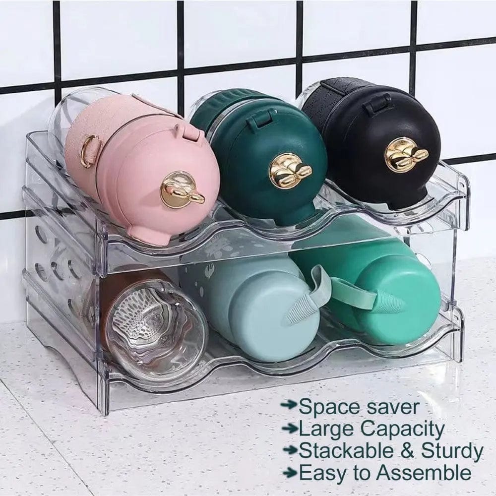 Cart In Mart Bottle Organizer 2 Pack Water Bottle Organizer Holder & Cleaner Brush